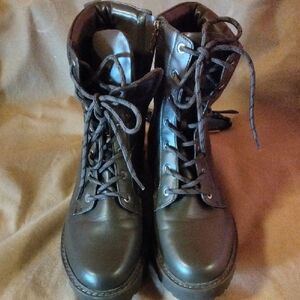 Calvin Klein Black Lace-Up Combat Boots